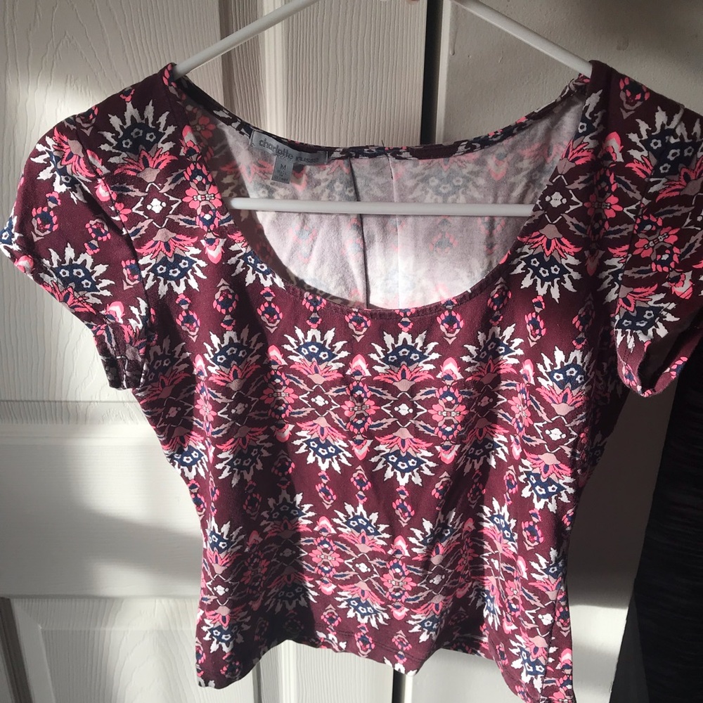 maroon floral crop top